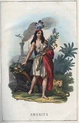 Allegory of America, frontispiece of "Usi e Costumi di Tutti i Popoli dell