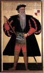 Afonso de Albuquerque (1453-1515), the Great. Portrait of the Portuguese navigator and explorer. 16th-century painting. Lisbon, National Museum of Ancient Art