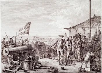 American Revolutionary War: The Battle of Grenada on 6 July 1779 between the British Royal Navy and the French Navy (engraving)