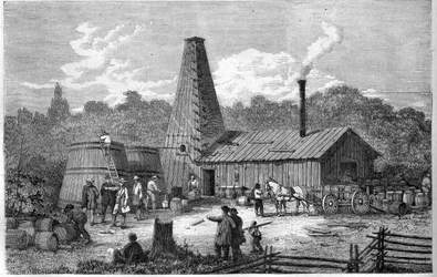 An oil factory in Canada in 1867