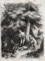 Angelique rescues Medor - engraving of 1851 from 