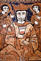 Arab-Norman style portrait of Roger II of Sicily (1095-1154) surrounded by high dignitaries