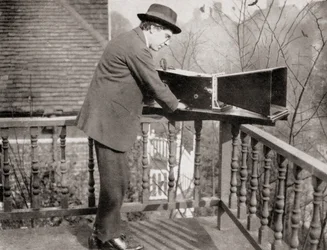 Archibald Montgomery Low with the Audiometer, from Master Minds of Modern Science, published 1930