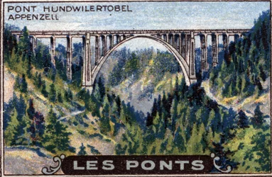 Architecture and Civil Engineering: Hundwilertobel Bridge in Appenzell, Switzerland, Series on Bridges, Early 20th Century