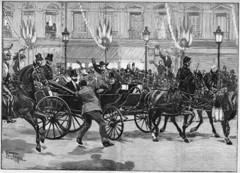 Assassination of the President of the Republic Sadi Carnot (1837-1894), by the anarchist Caserio. 24 June 1894