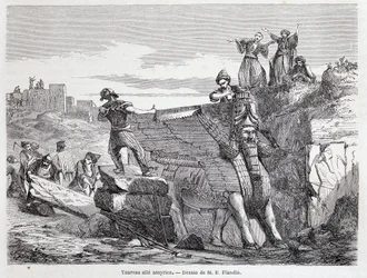 Assyrian winged bull on the site of Nineveh - in 
