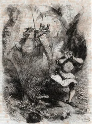Astolphe Makes Caligorant Flee - 1851 Engraving from 