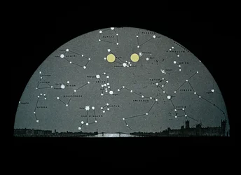 Astronomical black-and-white glass slide with diagram of the Moon