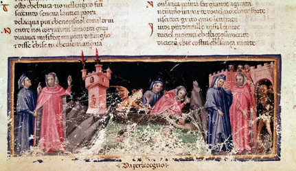 Dante and Virgil on the Shore of the River Styx (Miniature from the Divine Comedy)