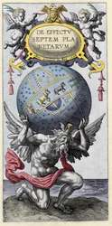 Atlas carrying the world. Engraving from the beginning of the 17th century.