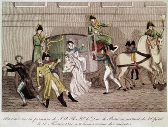 Attack on the Duke of Berry by Louis Pierre Louvel when leaving the Opera on February 13, 1820