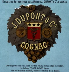 Authentic Label of J. Dupont & Co., Cognac. 1882 Edition