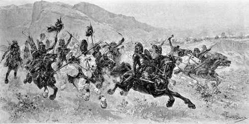 Barbarous invasions - The Huns (engraving)