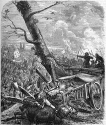 Battle of Rouvray - Saint-Denis or herring day. Battle lost by the French before the English at the court of the siege of Orléans. 12 February 1429. The French attacked a convoy to supply dried herring. Engraving of the 19th century