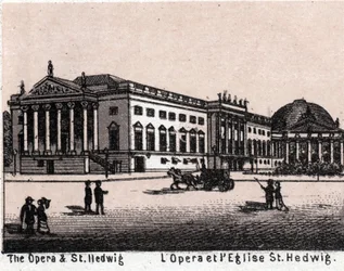 Berlin, Germany: view of the opera and the church of St. Hedwig