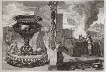 Bible of Royaumont, Old Testament: Altar of Perfumes. The figure of the two altars, the one of the perfumes, and the one of the burnt offerings. Illustration from 1811.