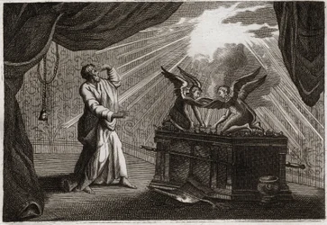 Bible of Royaumont, Old Testament: The Ark of the Covenant. Figure of the Ark. Illustration from 1811.