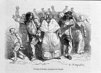 Bishop of Nantes, prisoner of the riot - engraving