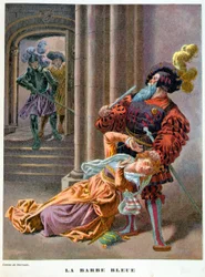 Blue Beard (Surprised Taking a Woman by the Hair) - 19th Century Illustration