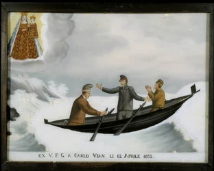 Boat in the unbroken sea - ex-voto of the Notre Dame de Laghet
