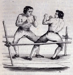 Boxers Daniel Mendoza (1764-1836) and Richard Humphries (Humphreys) in 1790. Engraving of the 19th century