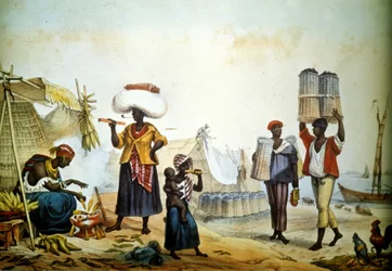 Brazil, street vendors of coal and mine