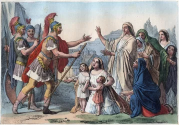 Caius Marcius Coriolanus and His Mother (488 BC) - Coriolanus Sieges Rome with the Support of the People - His Mother Veturia and His Wife Volumnia Persuade Him to Retire