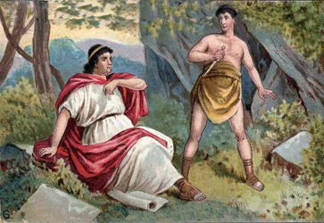 Caius Sempronius Gracchus (154-122 BC), tribune of the plebe, caught in a conflict between the Senate and the Plebe, ordered his slave to kill him