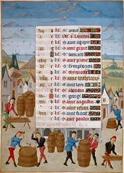 Calendar: August - Manufacture of wine barrels by Master Jean de Rolin (15th century) from 