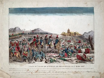 Napoleon I on the Battlefield of Eylau on February 9, 1807 - Anonymous - 1807 - Etching, watercolour - Private Collection