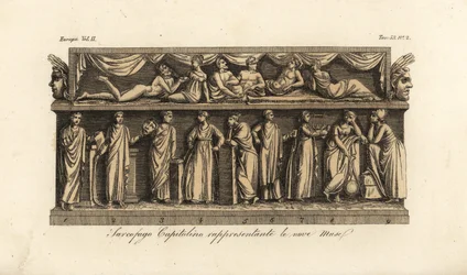 Capitoline Sarcophagus Bas Relief Representing the Nine Muses