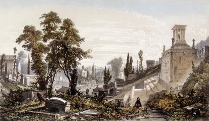 Cemetery of Père Lachaise - lithography