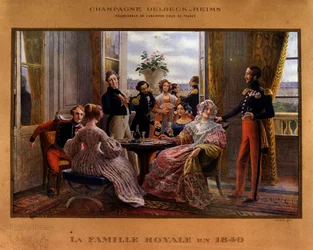 Champagne served at the royal table in 1840 - Advertising poster for the Delbeck champagne 