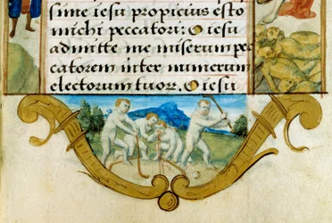 Children Playing Ball Game, Hockey Ancestor (Detail)