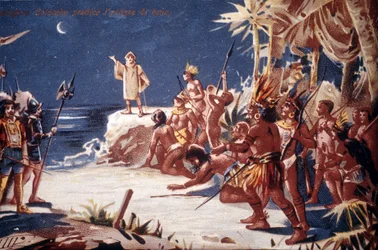 Christopher Columbus predicts the moon eclipse to the Indians