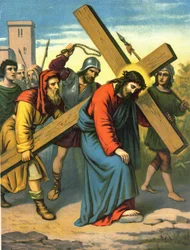 Depicting the life of Christ: Jesus carrying his cross