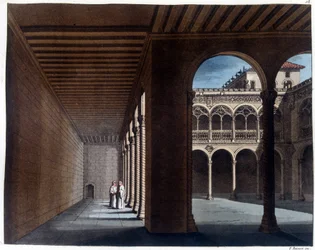 Cloister of Dominicans in Valladolid. 19th Century Lithography.