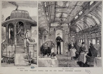 Cuisine and restaurant of a Pullman wagon - engraving