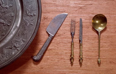 Cutlery (fork, knife, spoon) from the Renaissance period. 16th century, Paris, decorative arts