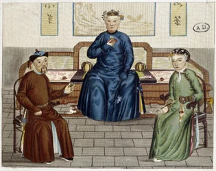 Daily Life of the Chinese: Tea and Tobacco - Engraving