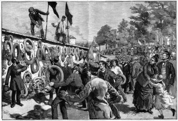 Demonstration of the anarchists at Pere Lachaise in front of the burial of the federes on 27 May 1888