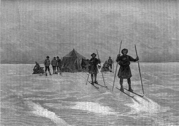 Departure of the Lapons on the Greenland Ice Sheet. Engraving in Le Journal de la Jeunesse