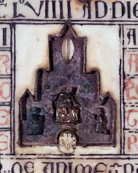 Detail of a Marble Tombstone of Simonetta and Percivalle Lercari, with Relief and Engraving