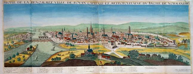 Detailed view of the city of Rouen in Normandy
