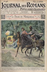 Diane called by her husband while riding on horseback with her lover Bussy. Illustration of the novel 