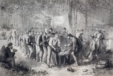 Distributing Rations to North American Military Unit, United States of America, American Civil War