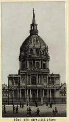 Dome des Invalides in Paris. Chromolithography of the end of the 19th century
