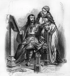 Eginhard (Einhard, Einhart, Einard, 775-840) historian of the Carolingian period with Emma (Imma) his wife