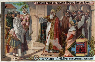 Ekkehard IV of St. Gallen or Eckhard, Eckhart (980-1057) Erudit and Latin Poet. Ekkehard Makes Duchess Hadwig Cross the Threshold