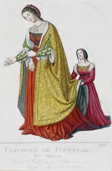 Eleonore of Portugal (1434-1476), wife of Frederic III of Habsburg, German emperor (1415-1493). Engraving of the 19th century